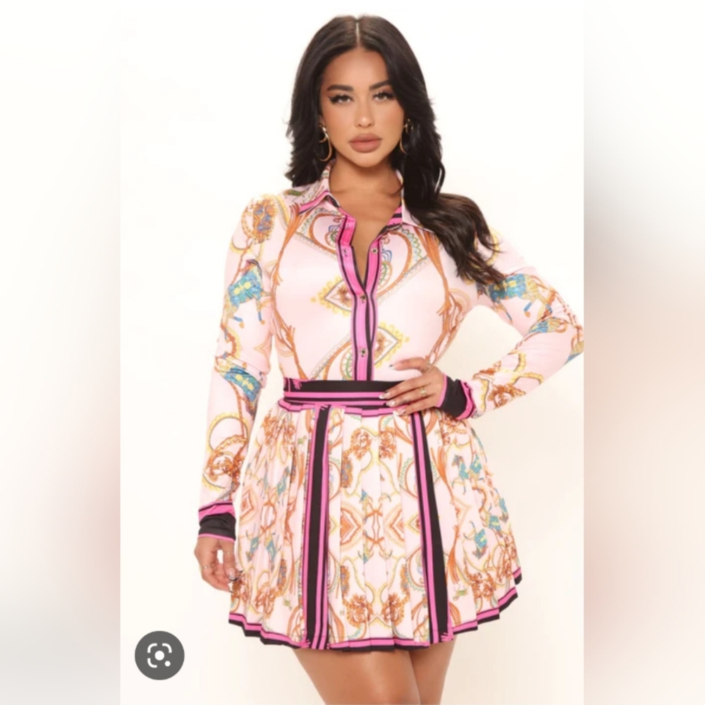 Faye Pleated Mini Skirt Set